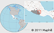 Gray Location Map of Huamuxtitlan, highlighted country, highlighted parent region