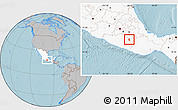 Gray Location Map of Huamuxtitlan, highlighted country, hill shading