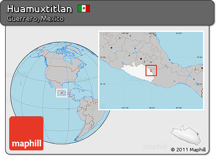 Gray Location Map of Huamuxtitlan, highlighted parent region