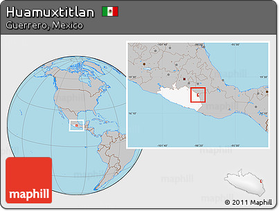 Gray Location Map of Huamuxtitlan, highlighted parent region