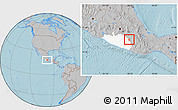 Gray Location Map of Huamuxtitlan, highlighted parent region, hill shading