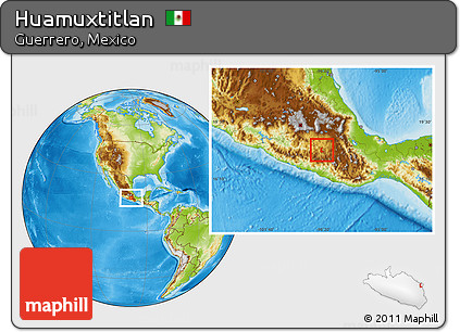 Physical Location Map of Huamuxtitlan