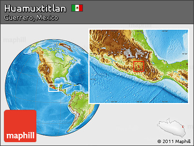 Physical Location Map of Huamuxtitlan