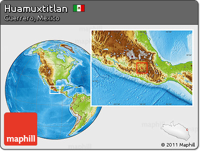Physical Location Map of Huamuxtitlan
