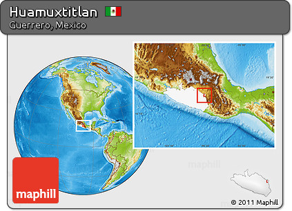 Physical Location Map of Huamuxtitlan, highlighted parent region