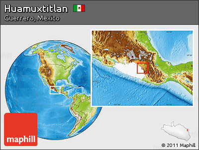 Physical Location Map of Huamuxtitlan, highlighted parent region