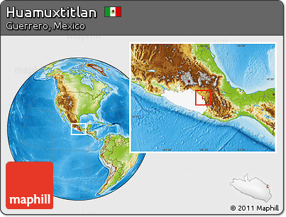 Physical Location Map of Huamuxtitlan, highlighted parent region