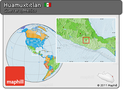 Political Location Map of Huamuxtitlan
