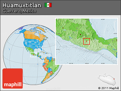 Political Location Map of Huamuxtitlan
