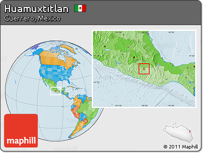 Political Location Map of Huamuxtitlan