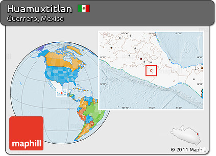 Political Location Map of Huamuxtitlan, highlighted country