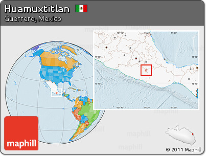 Political Location Map of Huamuxtitlan, highlighted country