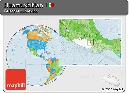 Political Location Map of Huamuxtitlan, highlighted parent region