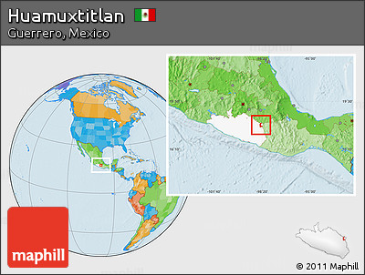Political Location Map of Huamuxtitlan, highlighted parent region