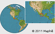 Satellite Location Map of Huamuxtitlan, within the entire country