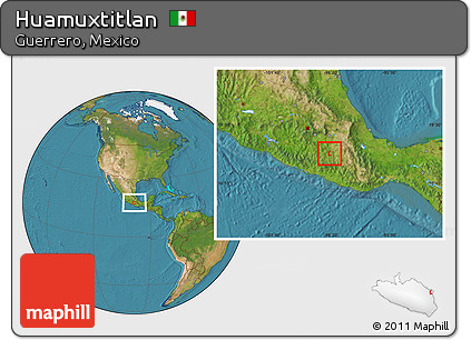 Satellite Location Map of Huamuxtitlan