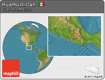Satellite Location Map of Huamuxtitlan