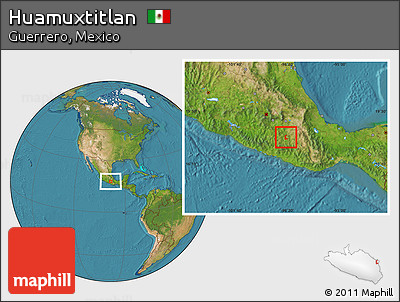 Satellite Location Map of Huamuxtitlan