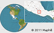 Satellite Location Map of Huamuxtitlan, highlighted country