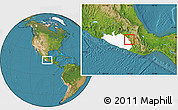 Satellite Location Map of Huamuxtitlan, highlighted parent region