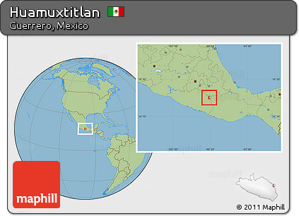 Savanna Style Location Map of Huamuxtitlan