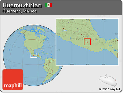 Savanna Style Location Map of Huamuxtitlan