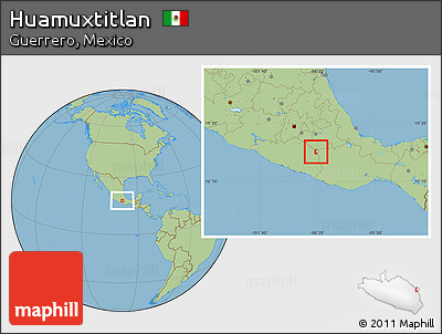 Savanna Style Location Map of Huamuxtitlan