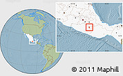 Savanna Style Location Map of Huamuxtitlan, highlighted country, hill shading