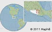 Savanna Style Location Map of Huamuxtitlan, highlighted parent region, hill shading