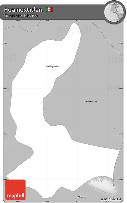 Gray Simple Map of Huamuxtitlan