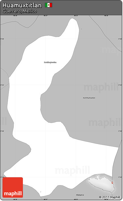 Gray Simple Map of Huamuxtitlan