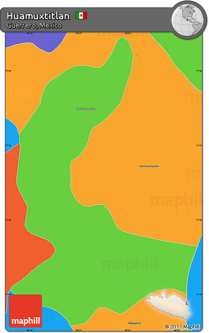 Political Simple Map of Huamuxtitlan