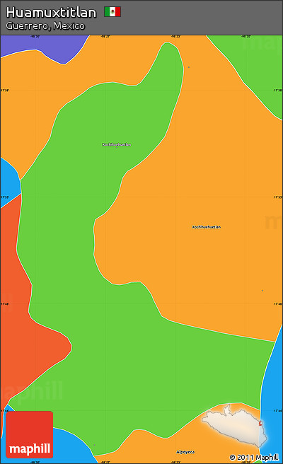 Political Simple Map of Huamuxtitlan