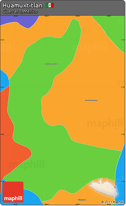 Political Simple Map of Huamuxtitlan