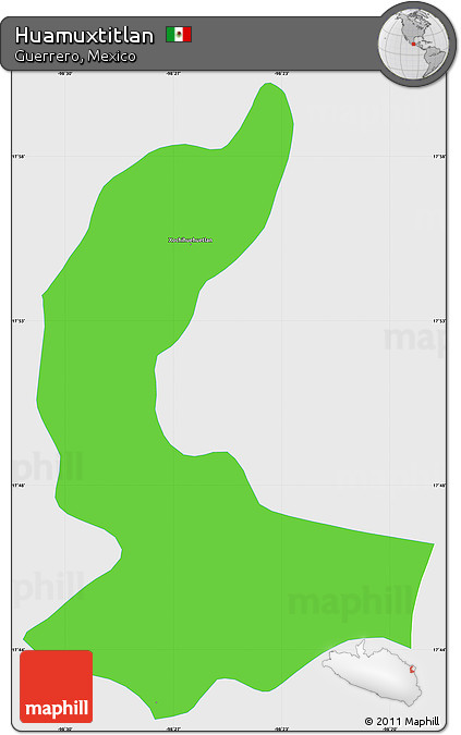 Political Simple Map of Huamuxtitlan, single color outside