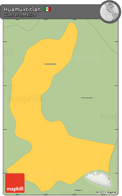 Savanna Style Simple Map of Huamuxtitlan