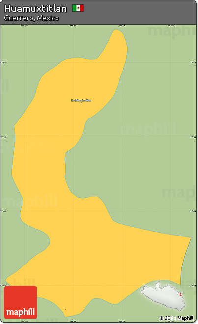 Savanna Style Simple Map of Huamuxtitlan, single color outside