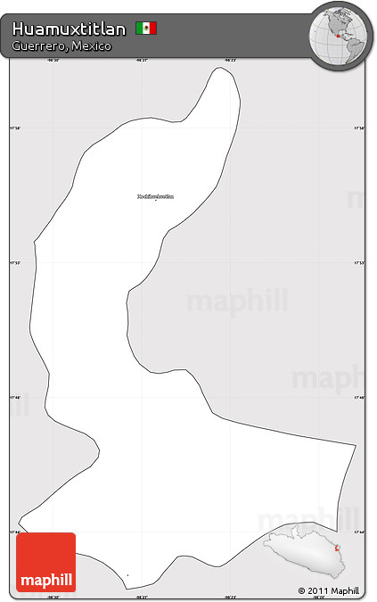 Silver Style Simple Map of Huamuxtitlan, cropped outside