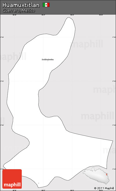 Silver Style Simple Map of Huamuxtitlan, cropped outside