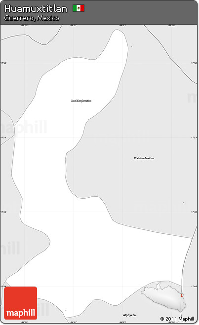 Silver Style Simple Map of Huamuxtitlan