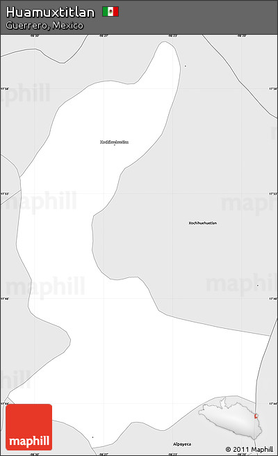 Silver Style Simple Map of Huamuxtitlan
