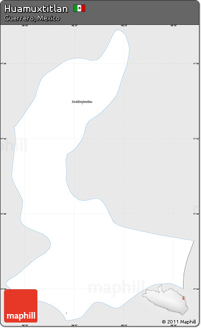 Silver Style Simple Map of Huamuxtitlan, single color outside