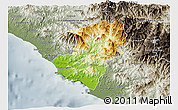 Physical 3D Map of Jose Azueta, semi-desaturated