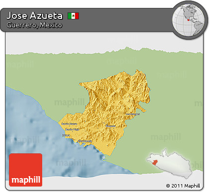 Savanna Style 3D Map of Jose Azueta, single color outside