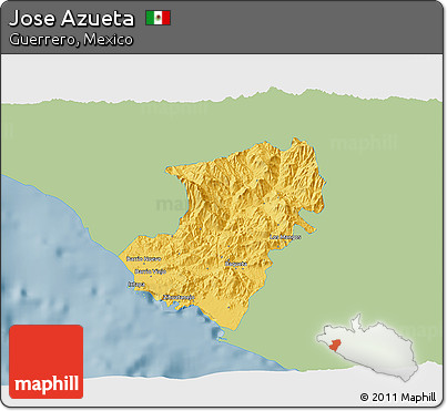 Savanna Style 3D Map of Jose Azueta, single color outside
