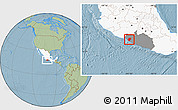 Savanna Style Location Map of Jose Azueta, highlighted country, highlighted parent region, hill shading