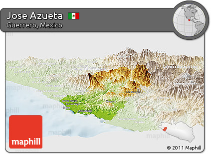 Physical Panoramic Map of Jose Azueta, lighten