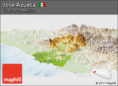 Physical Panoramic Map of Jose Azueta, lighten