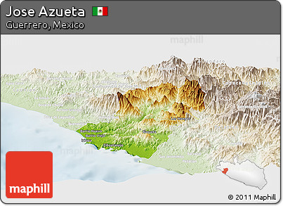 Physical Panoramic Map of Jose Azueta, lighten