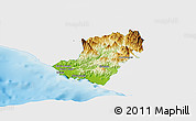 Physical Panoramic Map of Jose Azueta, single color outside